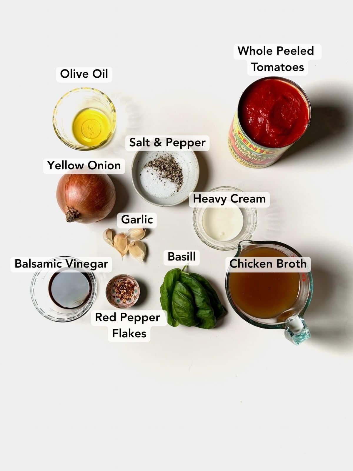 Ingredients for easy tomato soup.