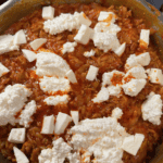 Deconstructed Lasagna Orzo in a pan