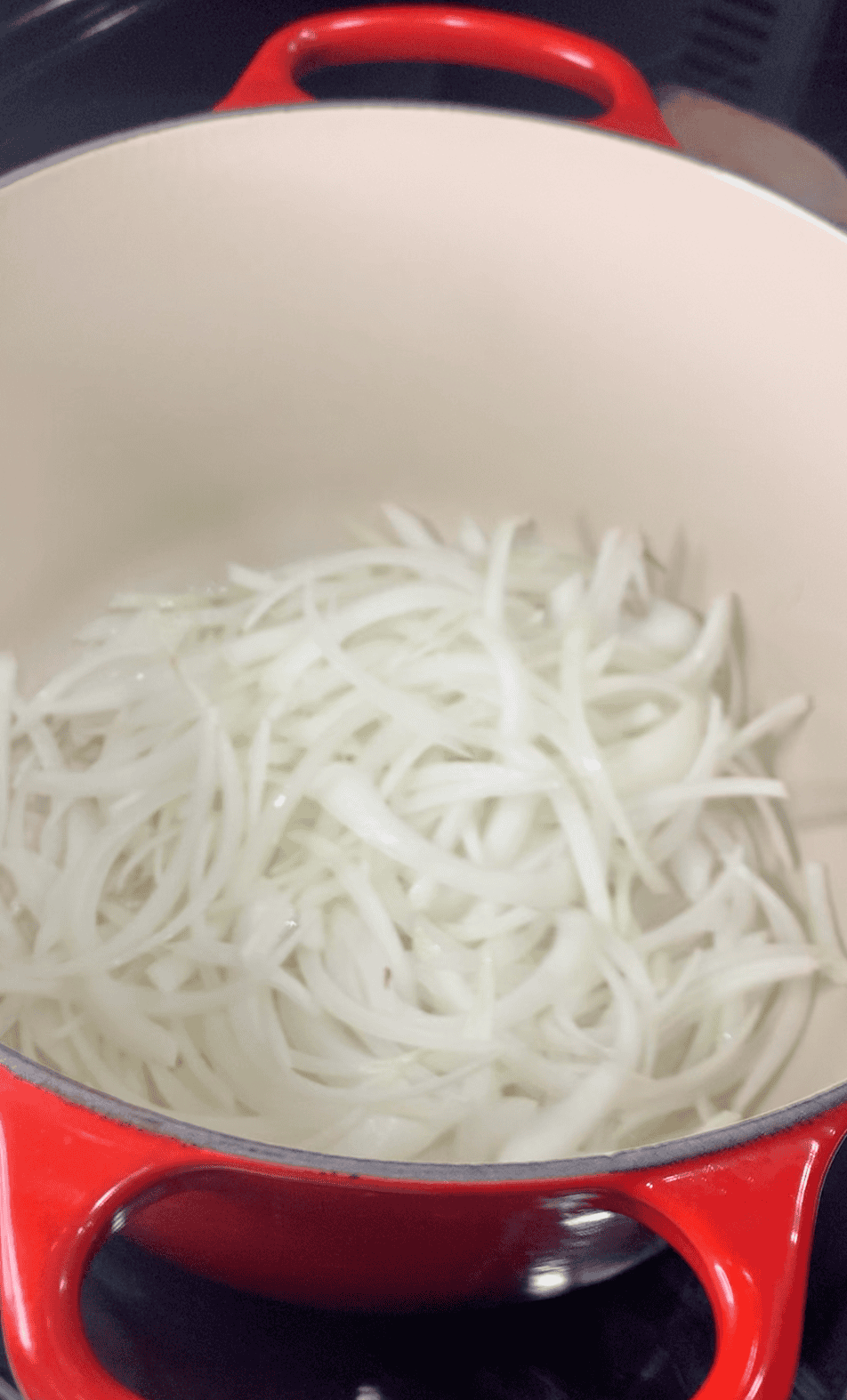 Sliced Onions in Pot