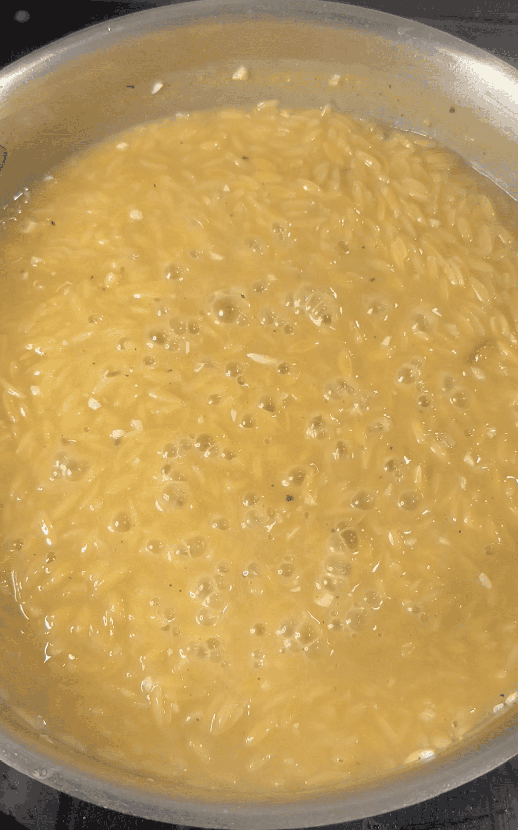 Cooked Orzo in Chicken Broth