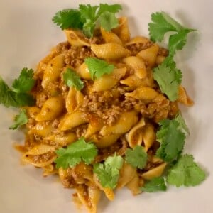 A bowl of one pot taco pasta