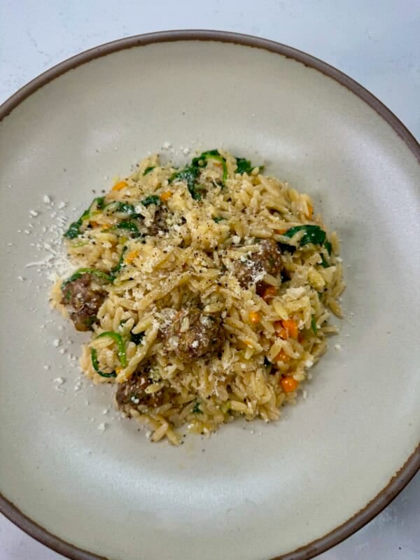 Italian Wedding Soup Orzo in Serving Bowl