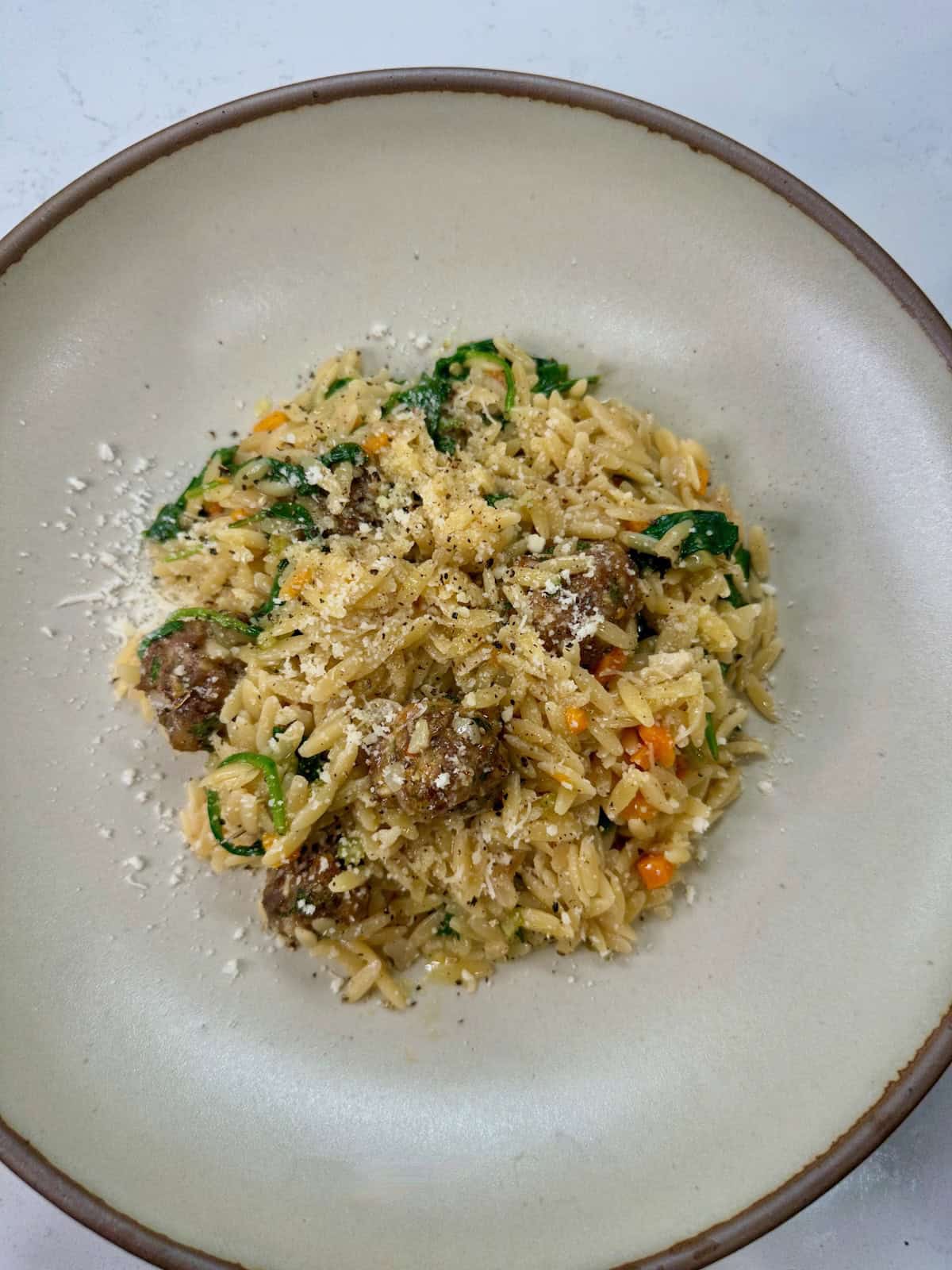 Italian Wedding Soup Orzo in Serving Bowl