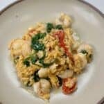 Tomato, Boursin, and Shrimp Baked Orzo in Bowl
