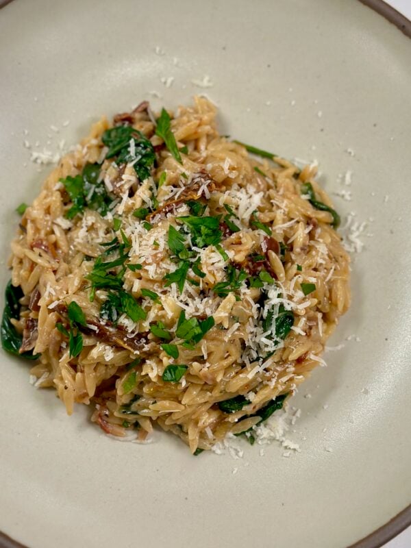 One Pan Sundried Tomato Boursin Orzo