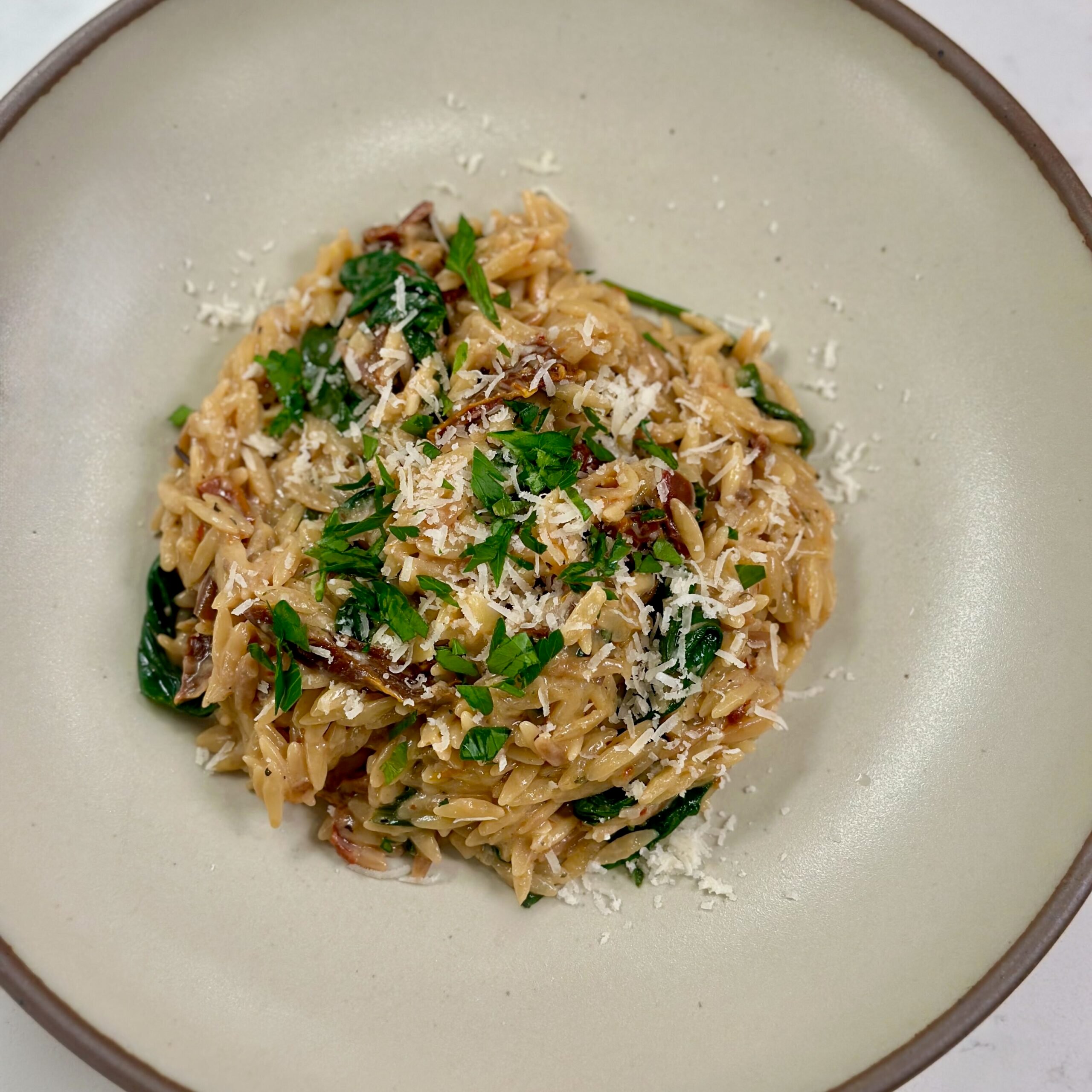 One Pan Sundried Tomato Boursin Orzo