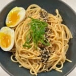 Garlic Butter Miso Noodles in serving bowl