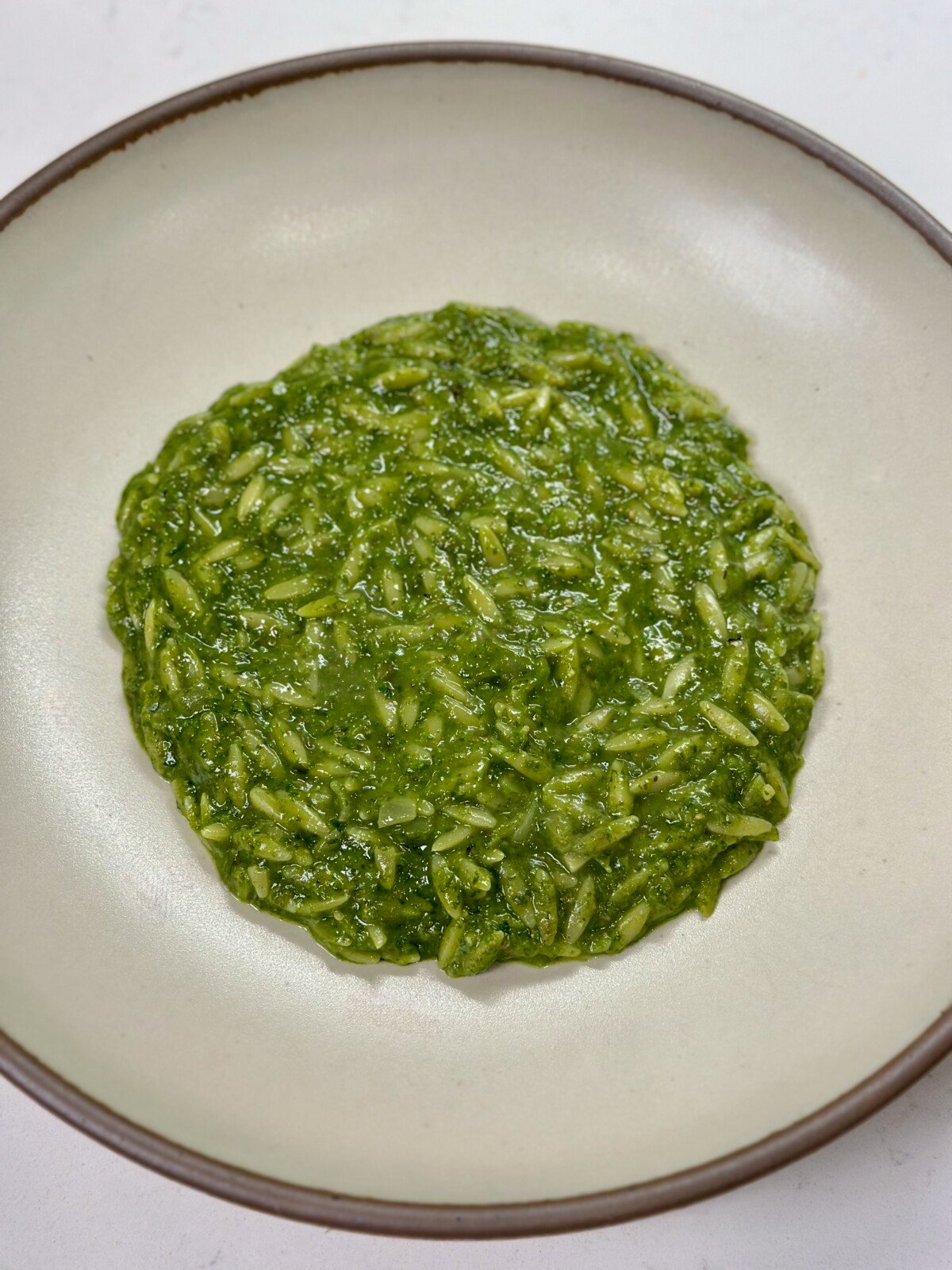 Green goddess orzo in bowl