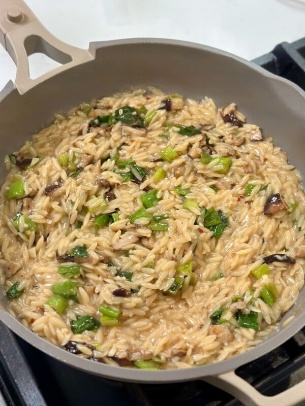 Umami orzo in pan