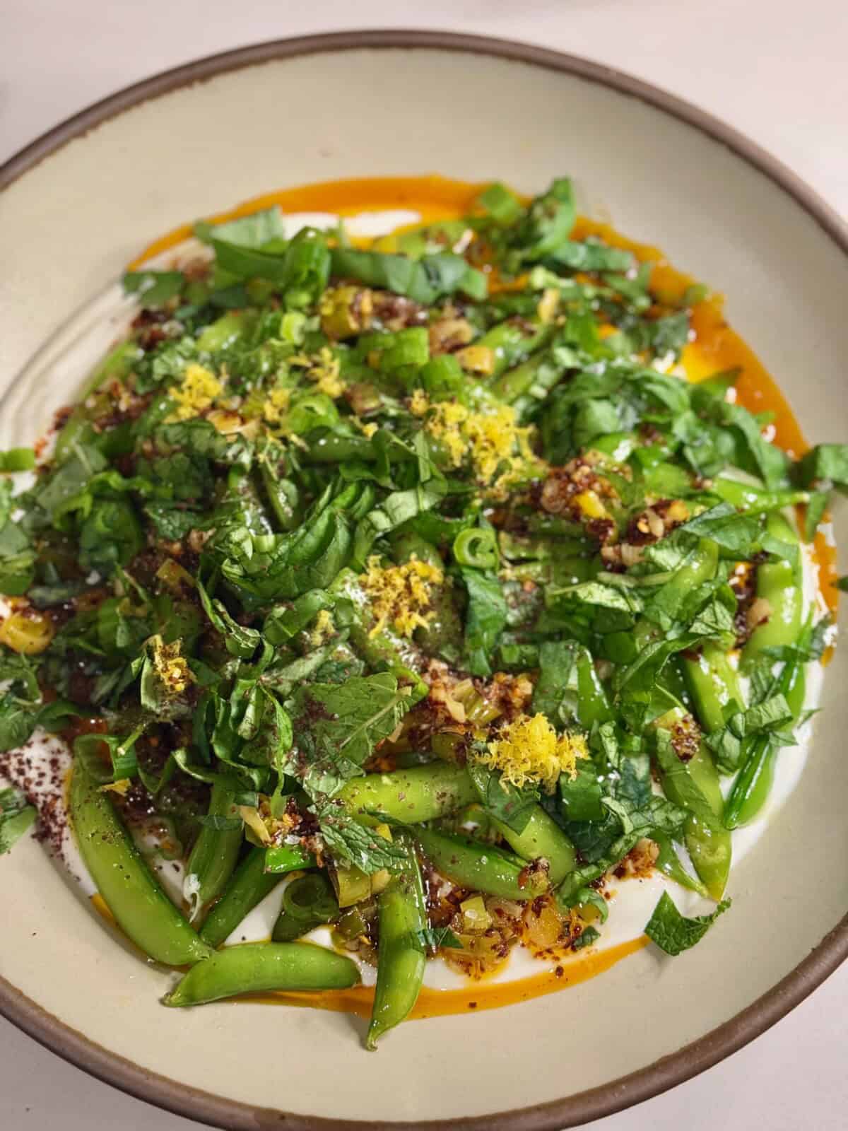 Scallion Yogurt Sugar Snap Peas