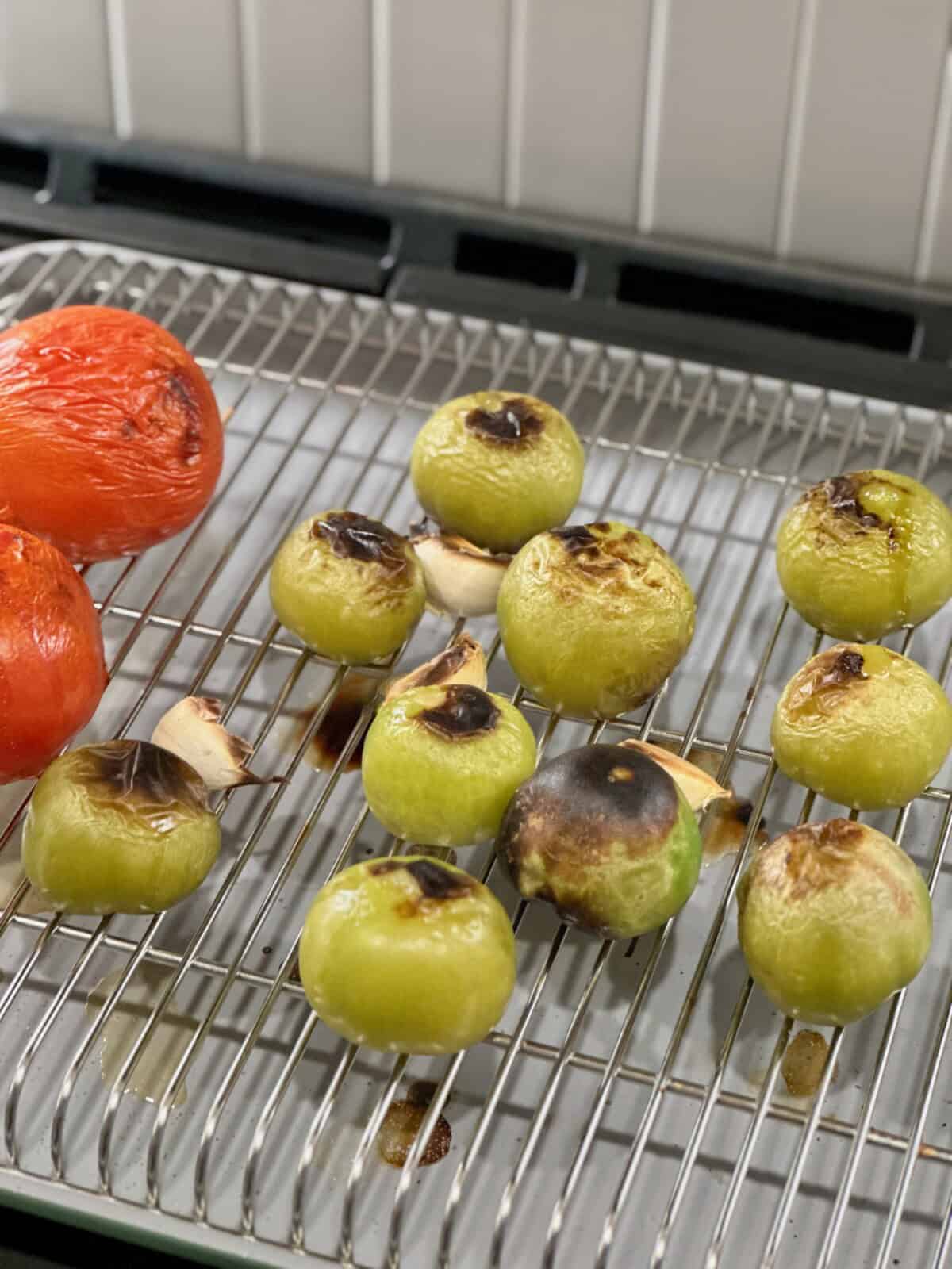 Broiled Tomato, Tomatillo, and Garlic