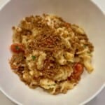 Lobster Bisque Pasta in Bowl with Breadcrumbs
