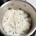 Chipotle copycat cilantro lime rice mixed and ready to serve.