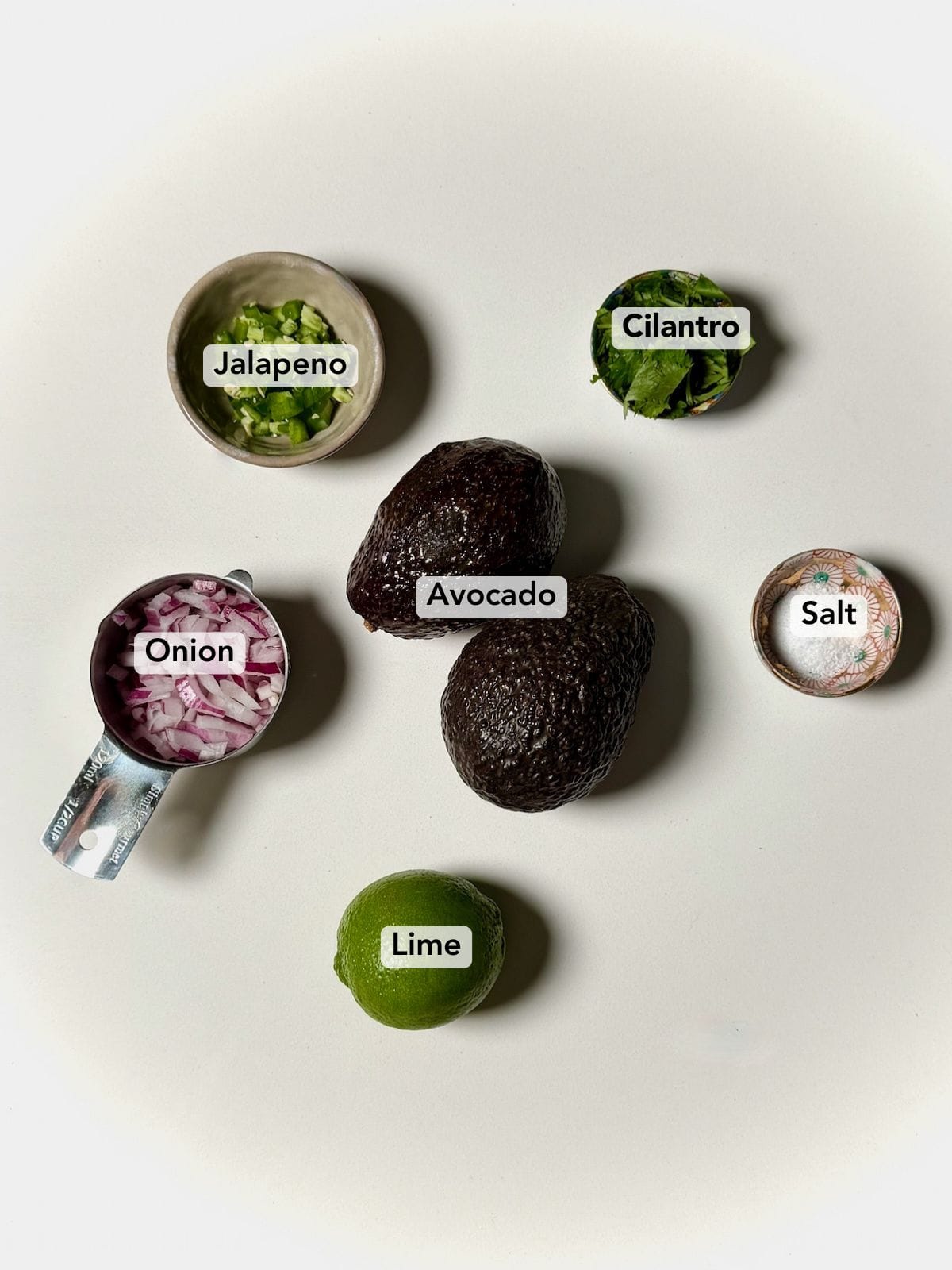 Ingredients for Chipotle copycat guacamole.