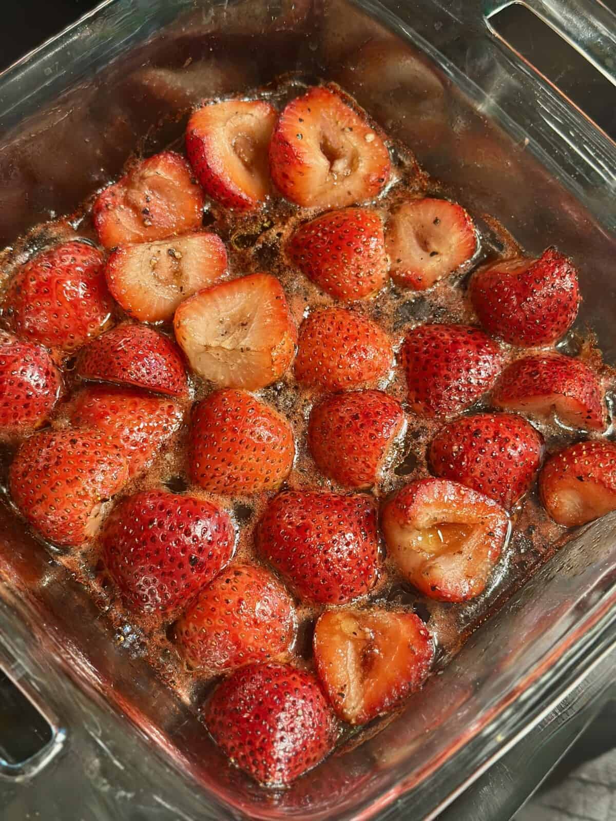 Roasted Strawberries in Baking Dish