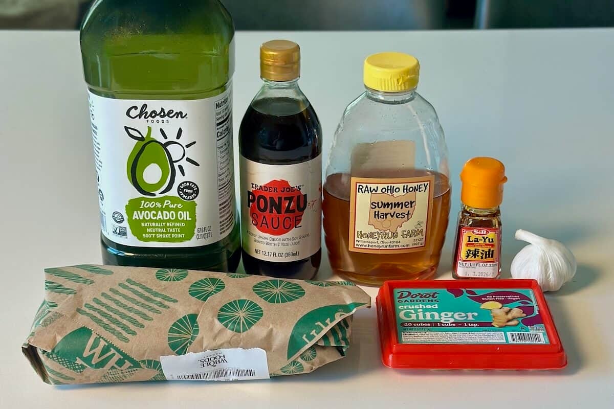 Air Fryer Ponzu Salmon Ingredients on the Counter