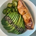 Air Fryer Ponzu Salmon with Cucumbers and Avocado