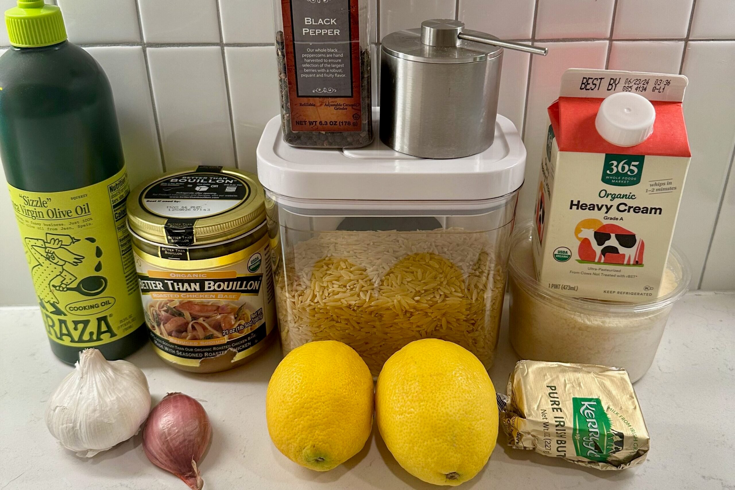 Ingredients for orzo al limone