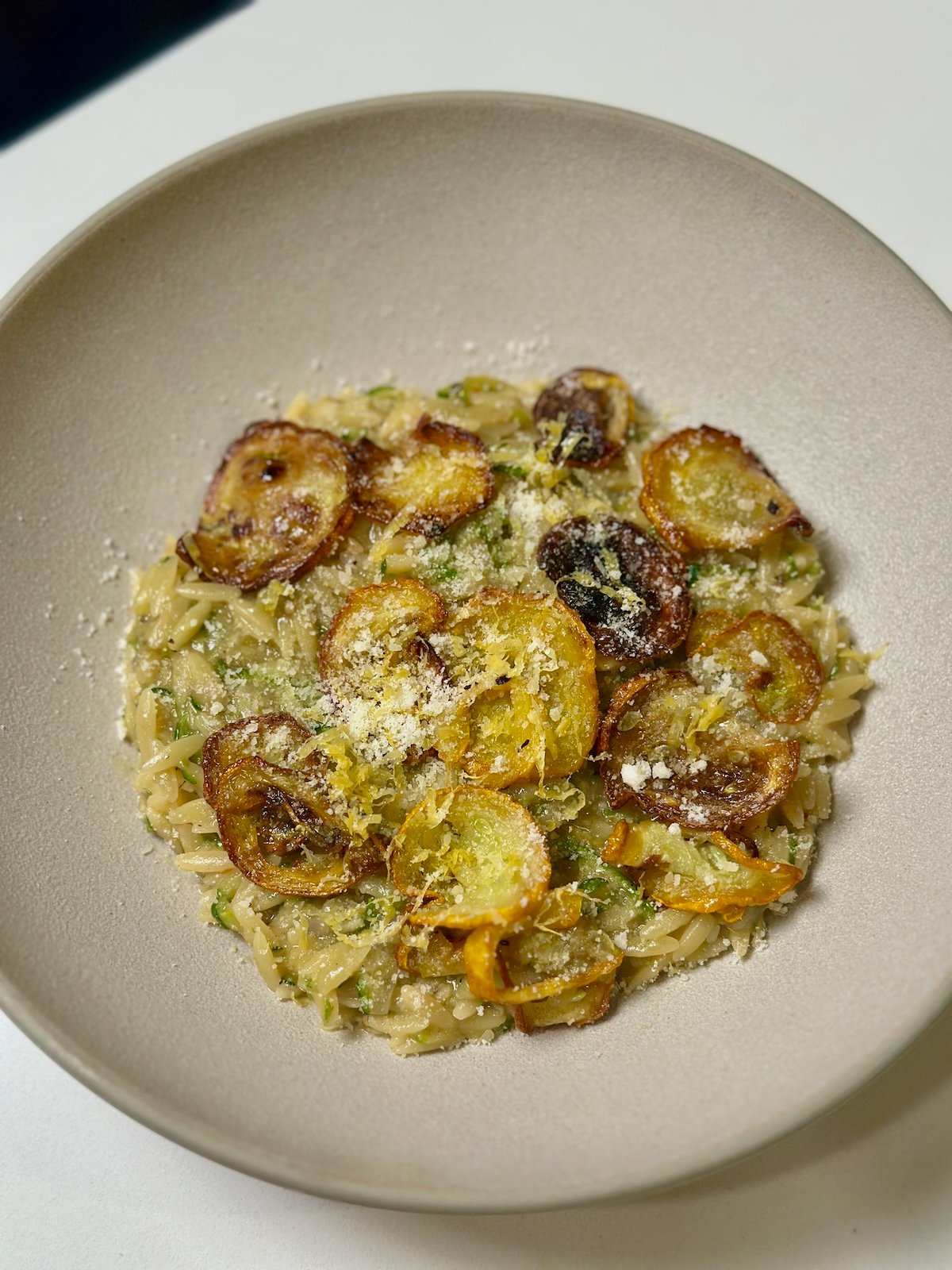 Creamy Zucchini Orzo in Pan