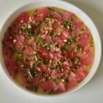 Tuna Crudo with Citrus Vinaigrette in Serving Dish