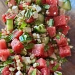 Watermelon Feta Salad with Grilled Corn and Cucumber