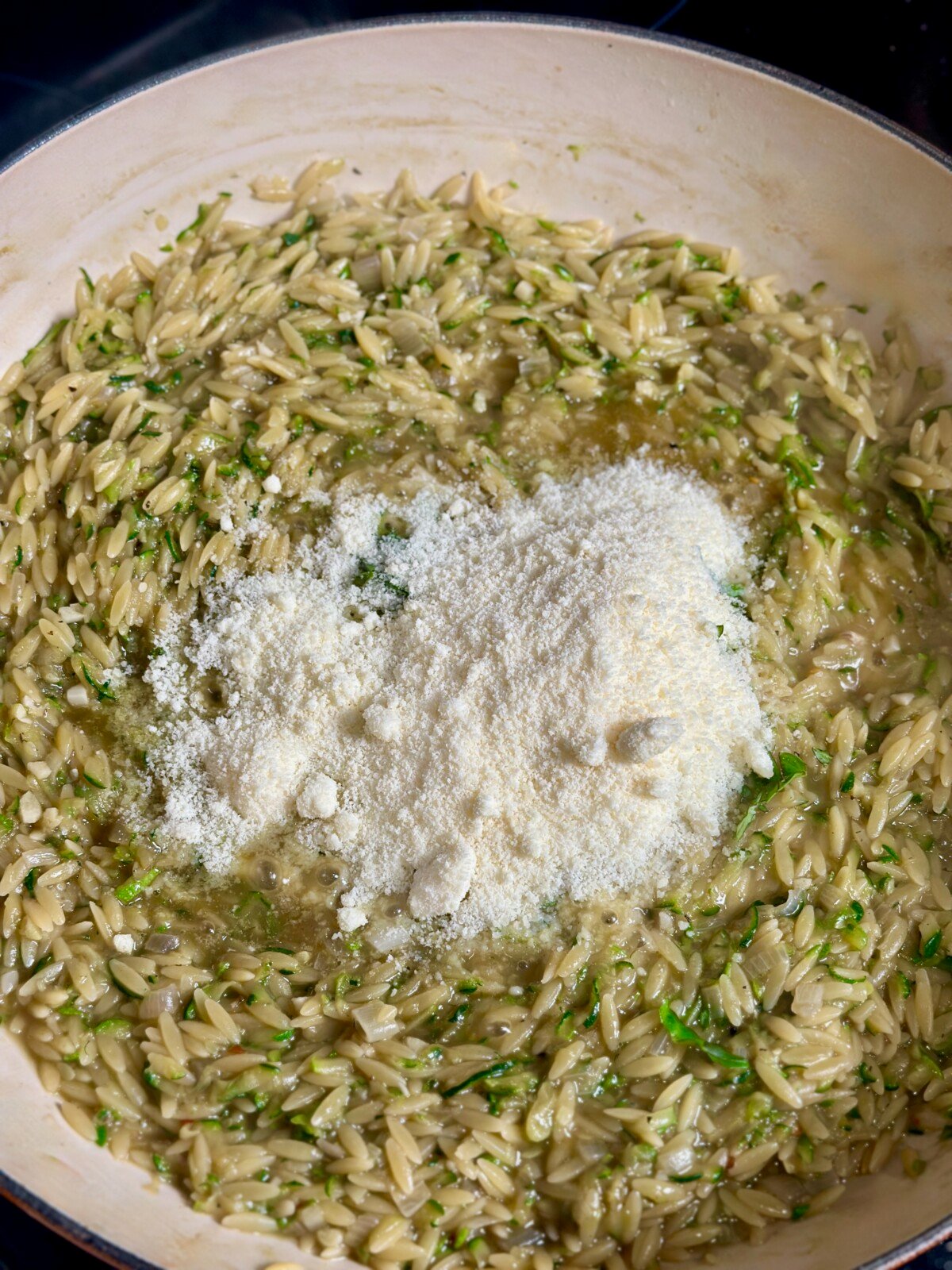 Zucchini Orzo with Grated Parmesan