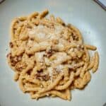 Easy creamy sun-dried tomato pasta in a bowl.